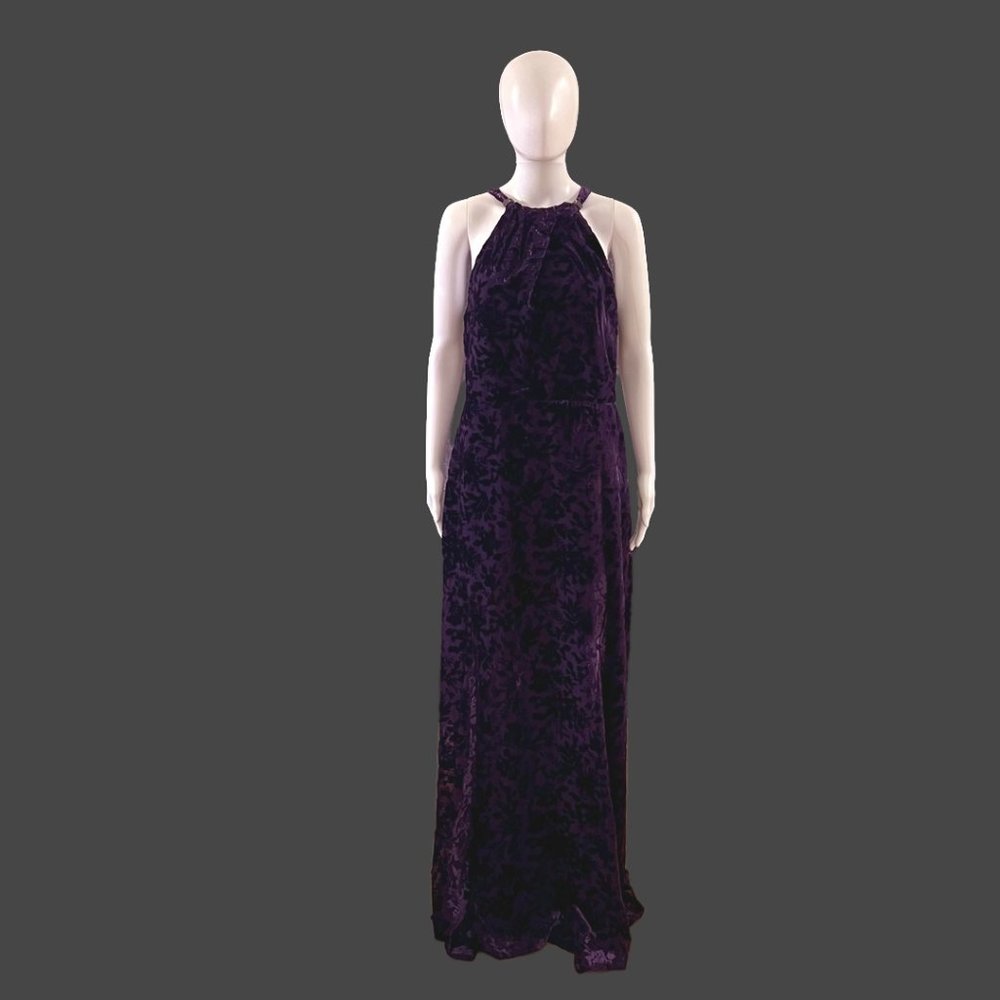 Lauren Ralph Lauren Floor Length Formal with Velvet Leafy Pattern